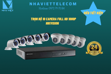 Camera trọn bộ 10 con HIKVISION Full HD 1080P