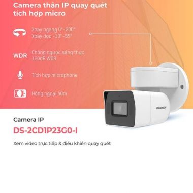 Camera IP quay quét thân trụ 2MP HIKVISION DS-2CD1P23G0-I