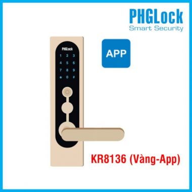 Khóa cửa điện tử cho căn hộ PHGLOCK KR8136 (Vàng-App)