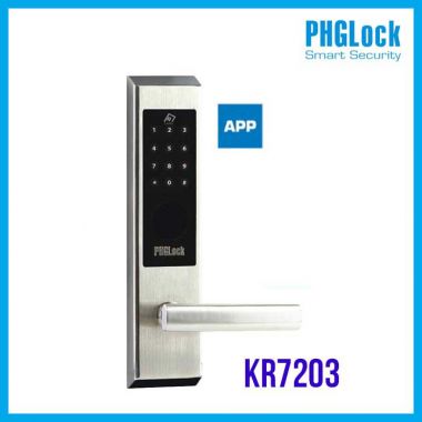 Khóa cửa điện tử cho nhà phố PHGLOCK KR7203 (Bạc-App)