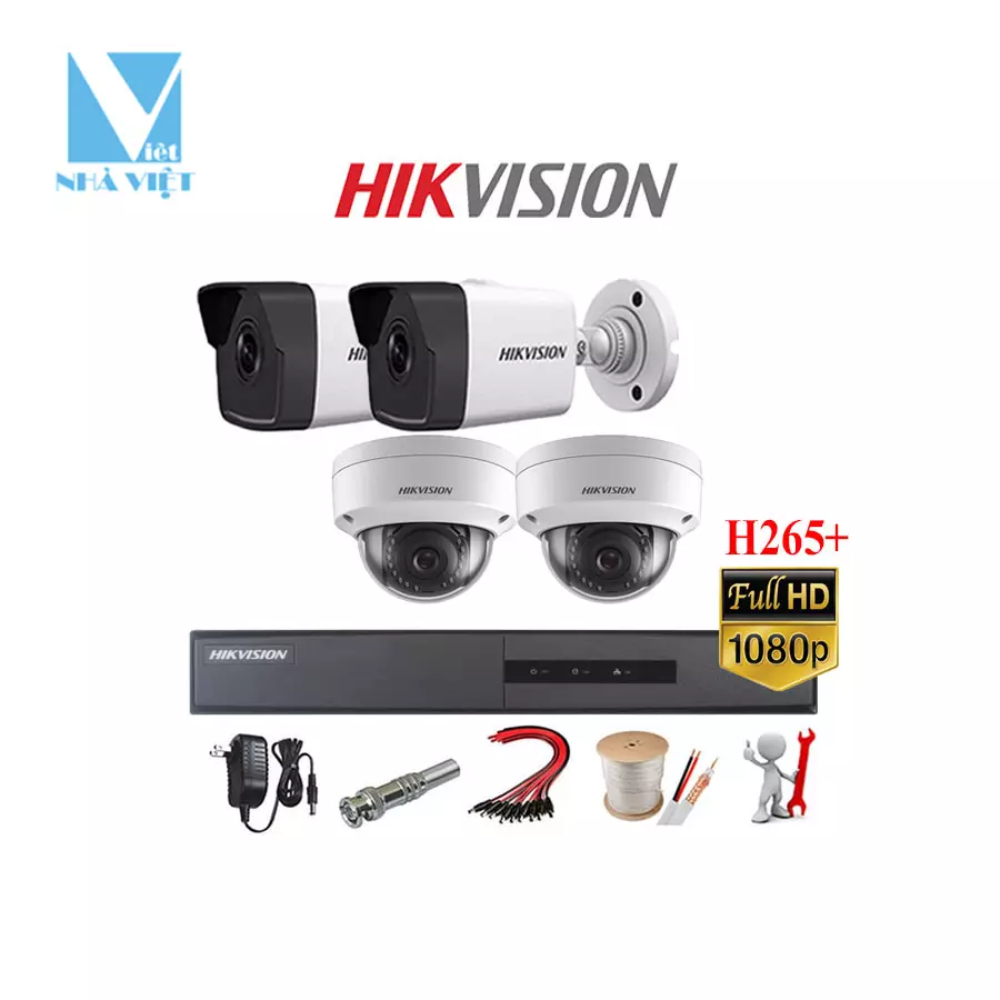 TRỌN BỘ 4 CAMERA IP HIKVISION 2MP 02