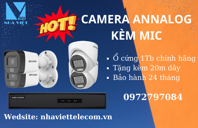 Camera trọn bộ HIKVISION Annalog kèm mic