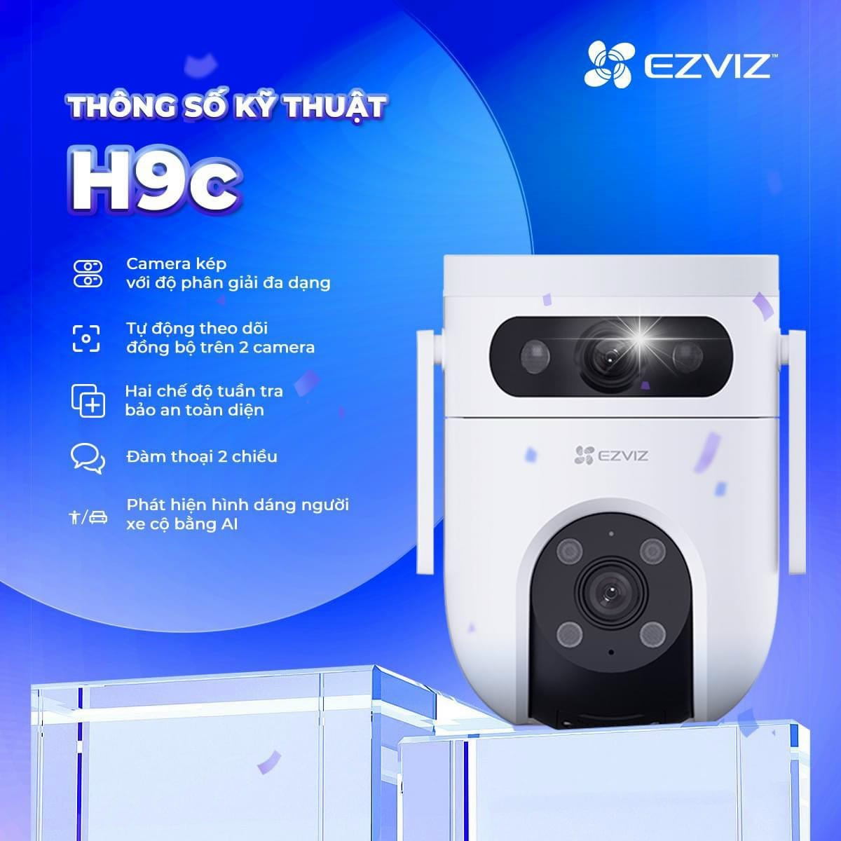 Camera WiFi quay quét, ống kính kép EZVIZ H9c (5MP+5MP)