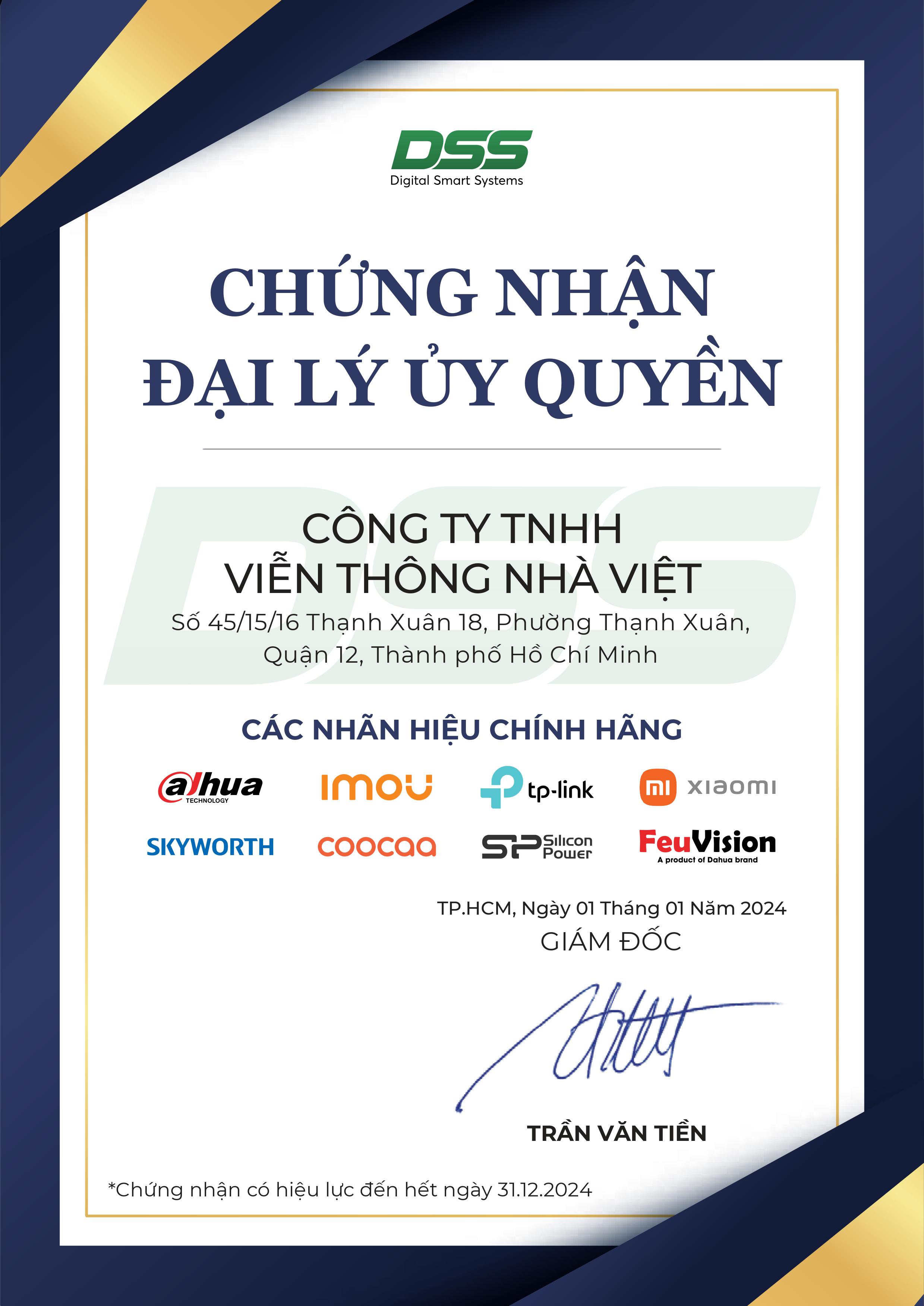 Chứng nhận đại lý Dahua