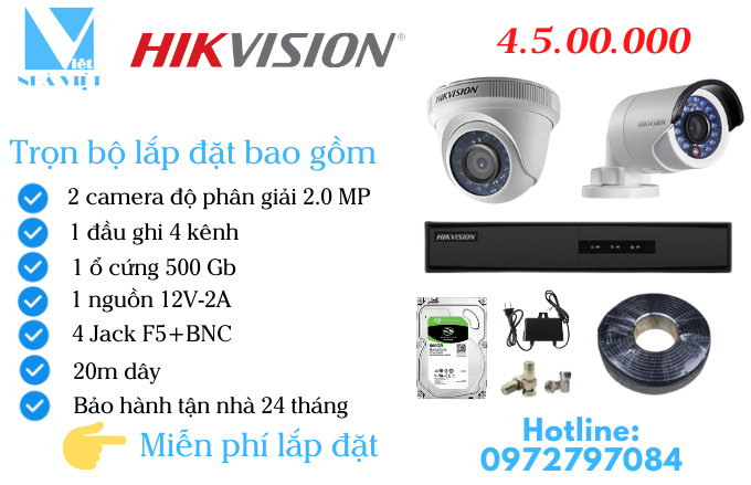 Trọn bộ camera 2 mắt Hikvision