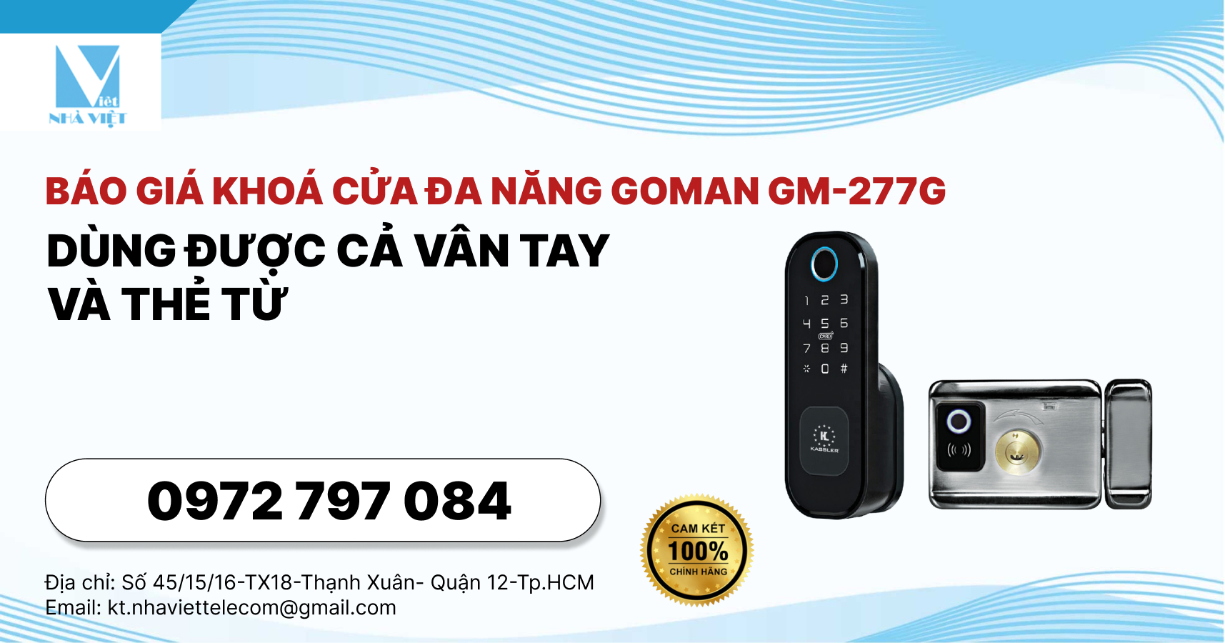 Báo Giá Khoá Cửa Đa Năng GOMAN GM-277G Dùng Được Cả Vân Tay Và Thẻ Từ