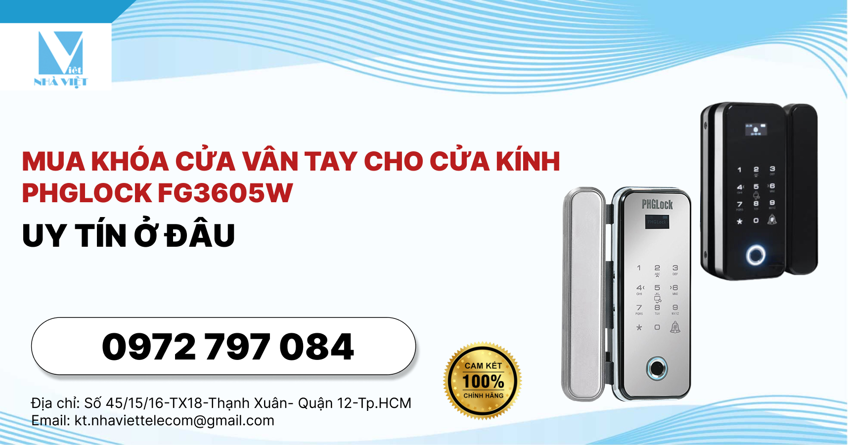 Mua Khóa Cửa Vân Tay Cho Cửa Kính PHGLOCK FG3605W Uy Tín Ở Đâu