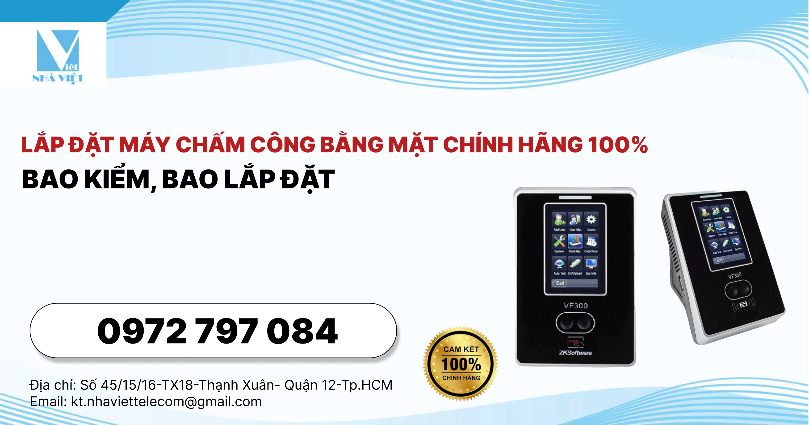 Lắp đặt máy chấm công bằng mặt chính hãng 100%, bao kiểm, bao lắp đặt